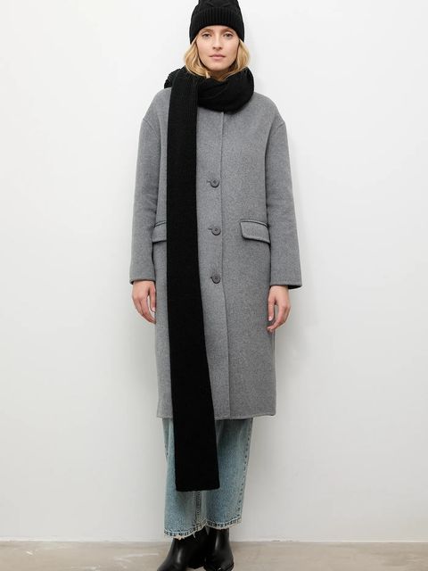 Answear.LAB szalik z wełną merino damski kolor czarny gładki - zdjęcie produktu nr 2