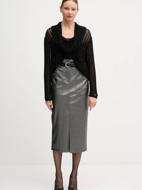 Tommy Hilfiger sweter damski kolor czarny lekki z półgolfem WW0WW46762