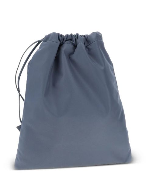 Prada logo-plaque drawstring shoulder bag - Blue