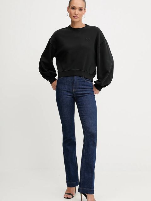 Pinko bluza bawełniana damska kolor czarny gładka 105510 A2RB - zdjęcie produktu nr 2