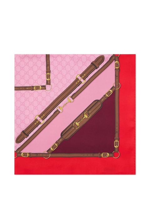 Gucci geometric-print silk scarf - Red - zdjęcie produktu nr 2