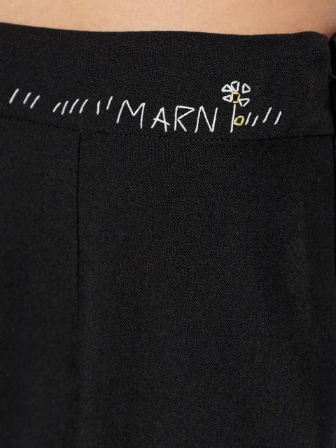 Marni split logo-embroidered midi skirt - Black