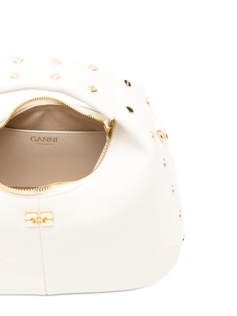 GANNI logo-detail studs tote bag - Neutrals