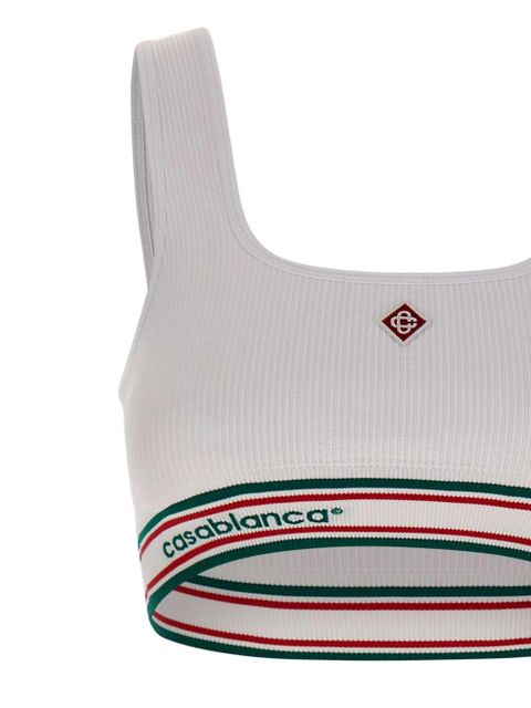 Casablanca ribbed striped sports bra - White
