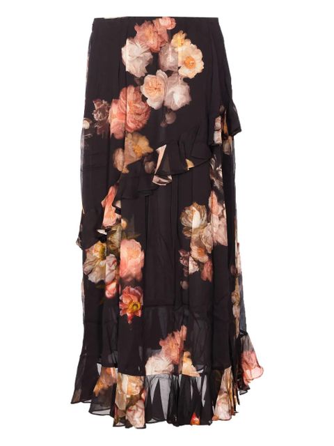 ZIMMERMANN floral-print ruffled skirt - Black
