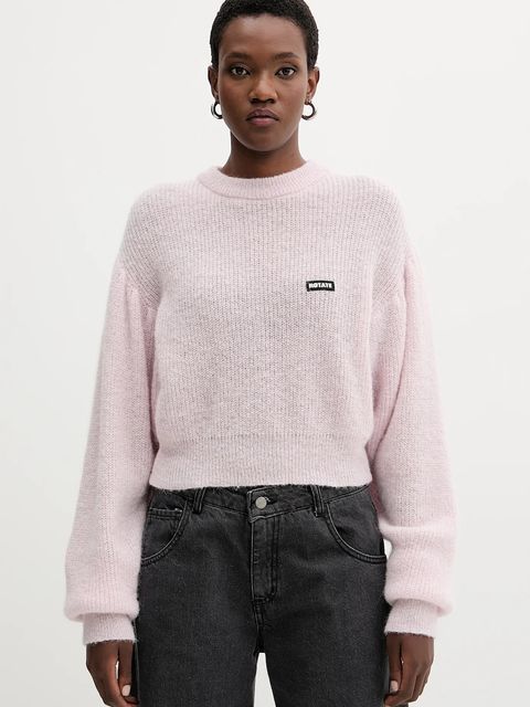 Rotate sweter z wełną damski kolor różowy lekki 114278191 - zdjęcie produktu nr 1