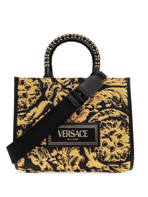 Versace small Barocco Athena raffia tote bag - Black - zdjęcie produktu nr 1