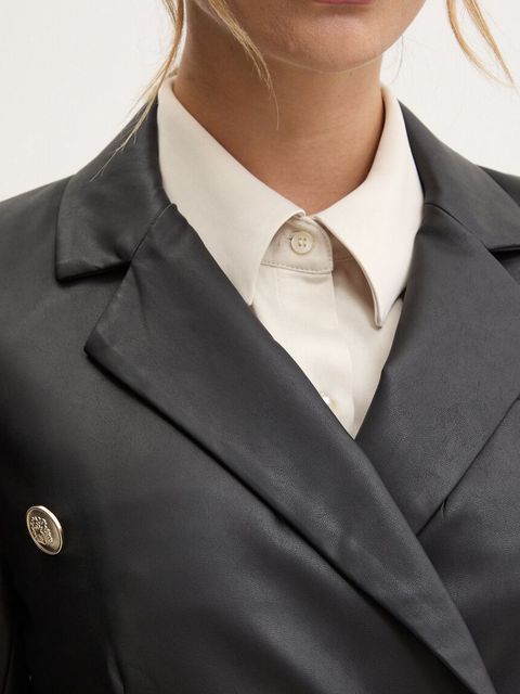 Marciano Guess marynarka PAMELA kolor czarny dwurzędowa gładka 4YGN14 7114A