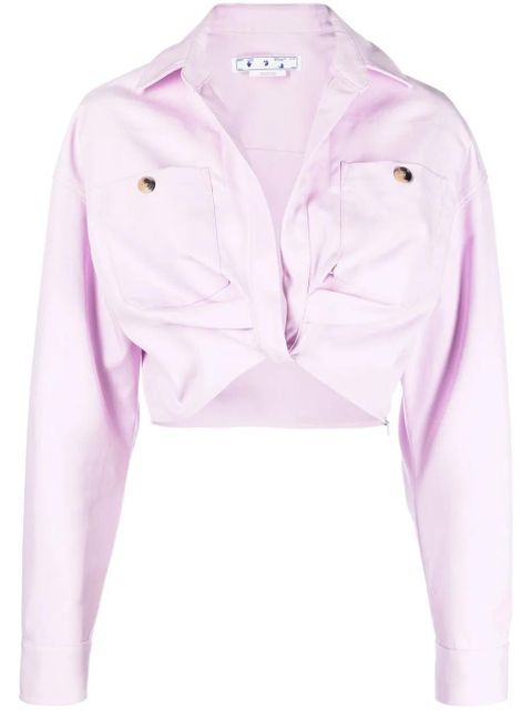 Off-White twisted-front cropped cotton jacket - Purple - zdjęcie produktu nr 1