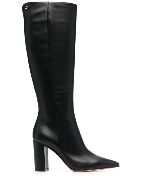 Gianvito Rossi 90mm point-toe leather boots - Black - zdjęcie produktu nr 1