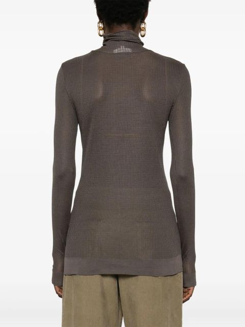 LEMAIRE fine-ribbed sweater - Brown