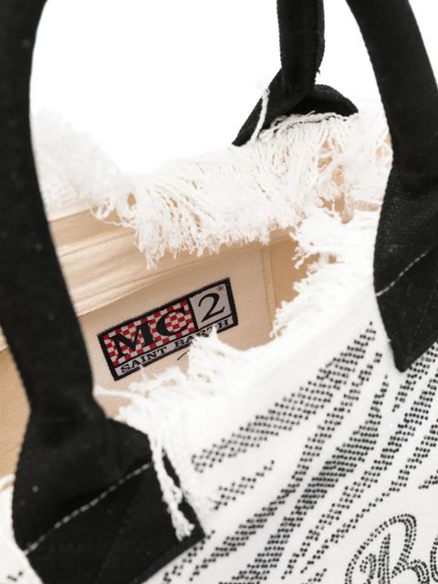 MC2 Saint Barth Vanity zebra-print rhinestone-embellished tote bag - White