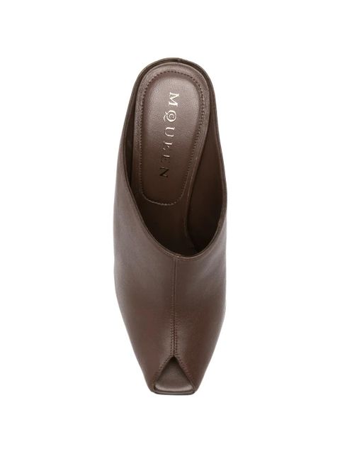 Alexander McQueen peep-toe leather mules - Brown