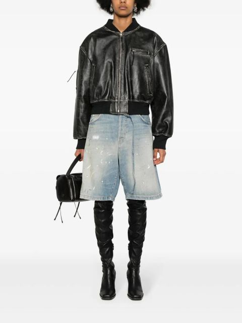 Acne Studios distressed-effect bomber jacket - Black - zdjęcie produktu nr 2