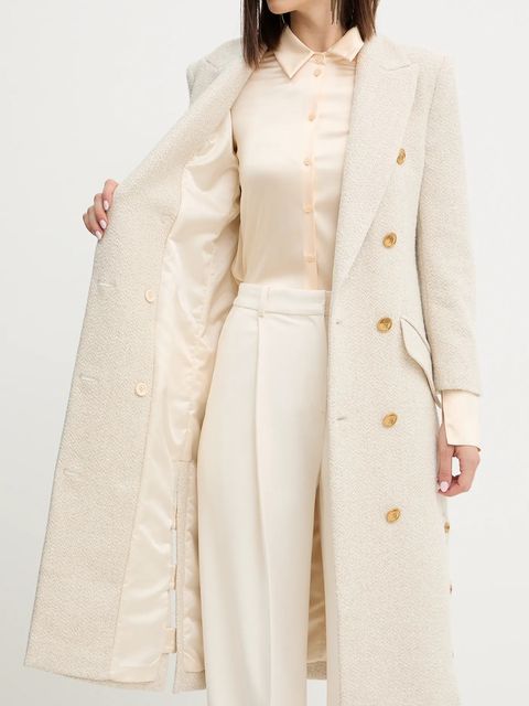 Elisabetta Franchi płaszcz z dodatkiem wełny kolor beżowy CP00456E2