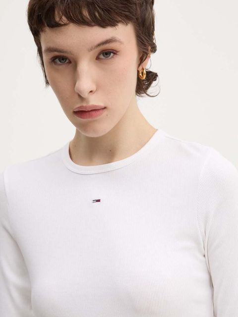 Tommy Jeans longsleeve kolor biały DW0DW17387
