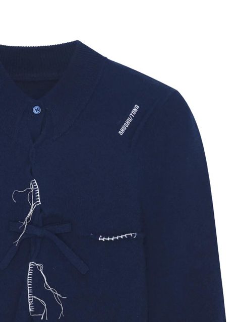 SHUSHU/TONG fringed-detail cardigan - Blue - zdjęcie produktu nr 2