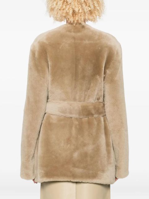 TOTEME belted shearling jacket - Neutrals - zdjęcie produktu nr 2