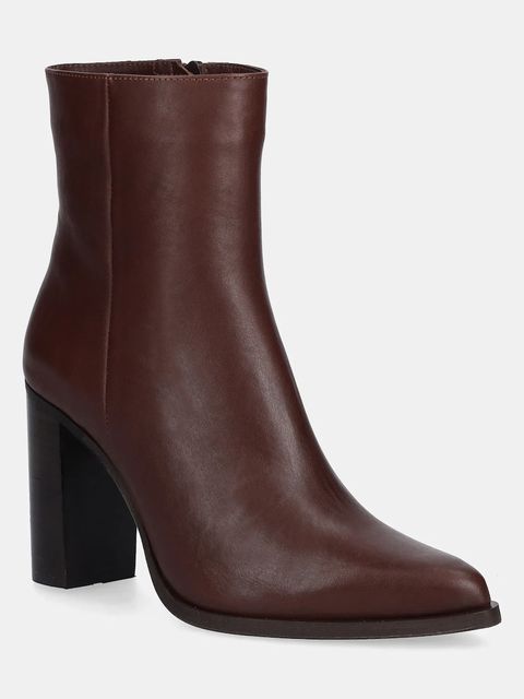 Answear.LAB botki skórzane kolor brązowy na słupku