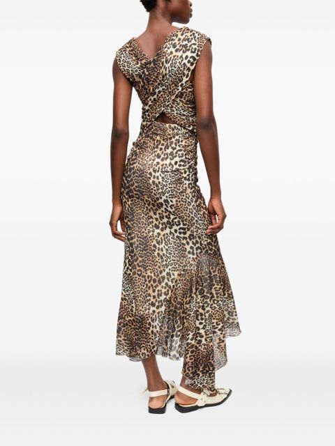 GANNI leopard-print maxi dres - Brown