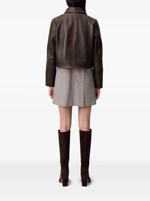 Claudie Pierlot cropped leather jacket - Brown