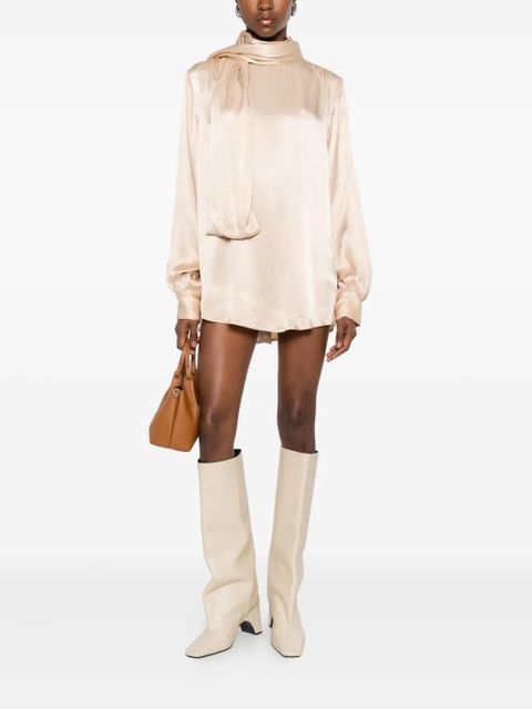 SOLOTRE satin-finish shirt - Neutrals