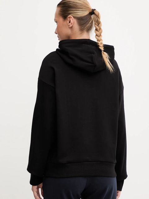 EA7 Emporio Armani bluza damska kolor czarny z kapturem z aplikacją AF12473.7W000417