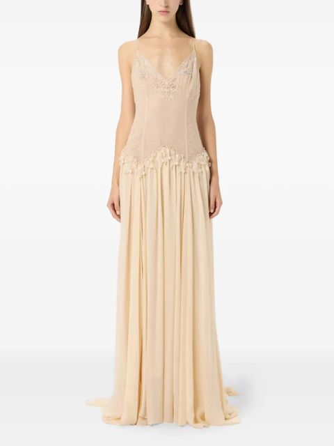 Blumarine lace-trimmed georgette dress - Neutrals - zdjęcie produktu nr 2