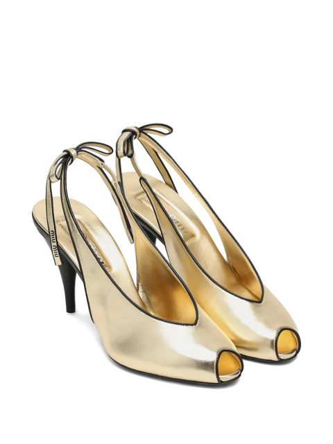 Miu Miu 85mm slingback peep-toe pumps - Gold - zdjęcie produktu nr 2