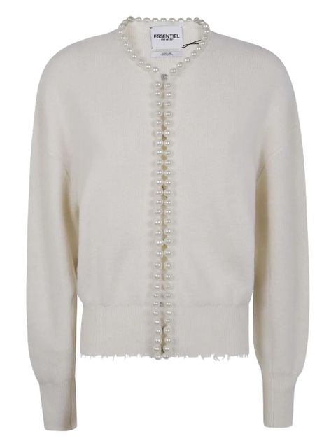 Essentiel Antwerp pearl-embellished frayed cardigan - Neutrals - zdjęcie produktu nr 1