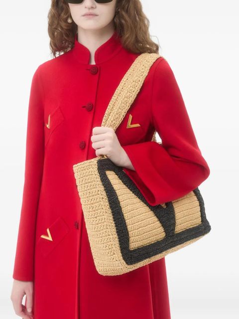 Valentino Garavani large Viva Superstar raffia tote bag - Neutrals