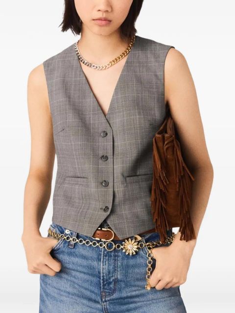 Maje checked buttoned waistcoat - Grey