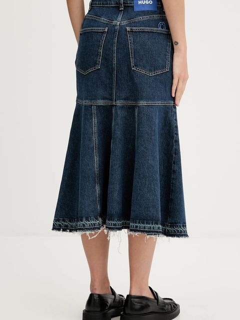 Hugo Blue spódnica jeansowa kolor granatowy midi rozkloszowana 50541569