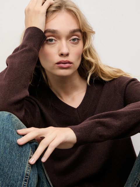 Answear.LAB sweter z wełny merino damski kolor brązowy lekki