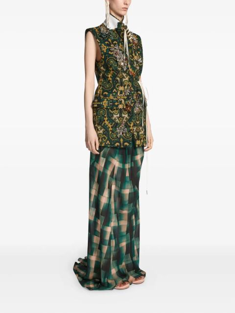 DRIES VAN NOTEN embellished sleeveless blazer - Green - zdjęcie produktu nr 2