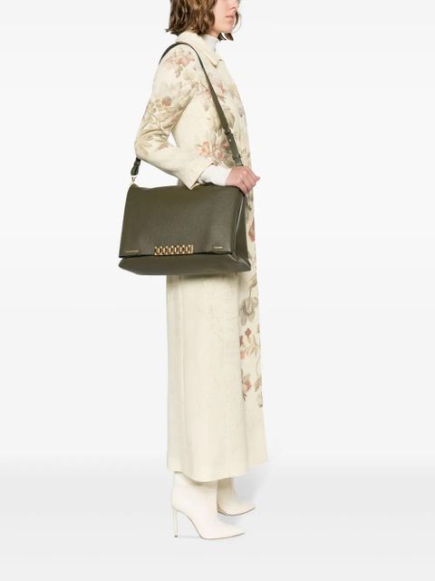 Victoria Beckham Jumbo Chain leather pouch - Green - zdjęcie produktu nr 2