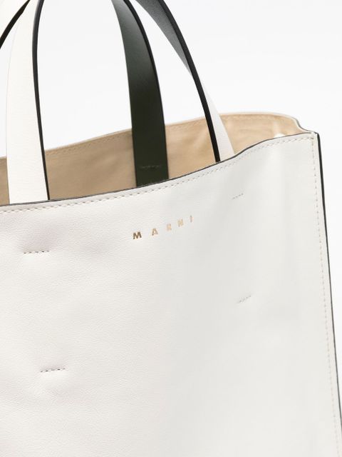 Marni small Museo leather tote bag - White