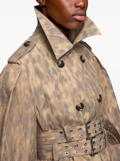 GANNI button belted double breasted coat - Neutrals