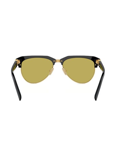 Miu Miu Eyewear logo-lettering navigator-frame sunglasses - Black