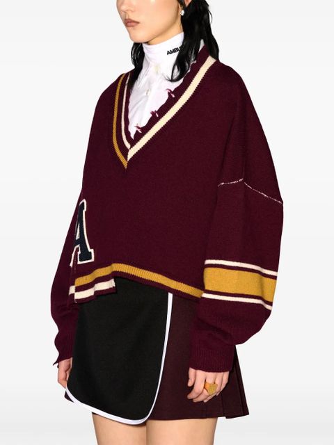 AMBUSH raw-cut striped jumper - Red