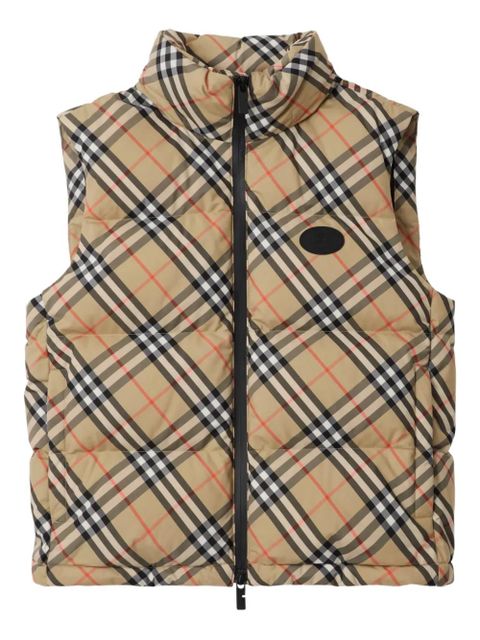 Burberry check puffer gilet - Neutrals - zdjęcie produktu nr 1