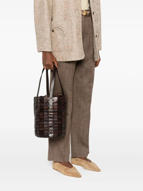 DRAGON DIFFUSION leather woven bucket bag - Brown - zdjęcie produktu nr 2