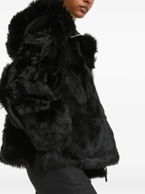 Yves Salomon hooded lambshearling jacket - Black
