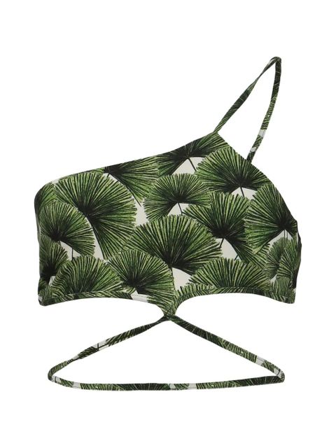 Agua By Agua Bendita one-shoulder leaf-print bikini top - Green - zdjęcie produktu nr 1