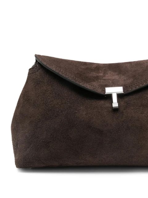 TOTEME T-lock suede clutch - Brown