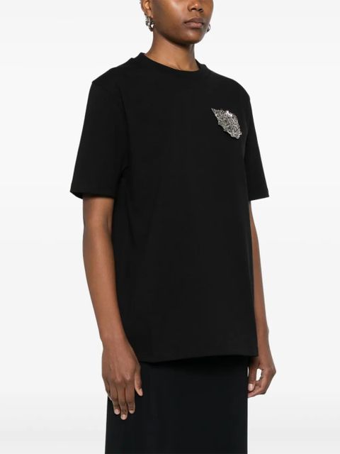 Jil Sander leaf-appliqué T-shirt - Black