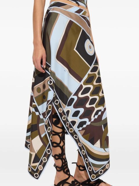 PUCCI Vivara-print silk scarf skirt - Brown