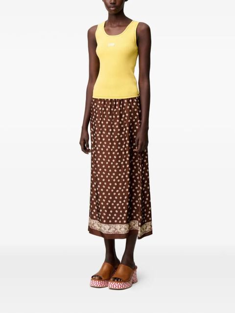 Claudie Pierlot ribbed-knit logo-patch tank top - Yellow