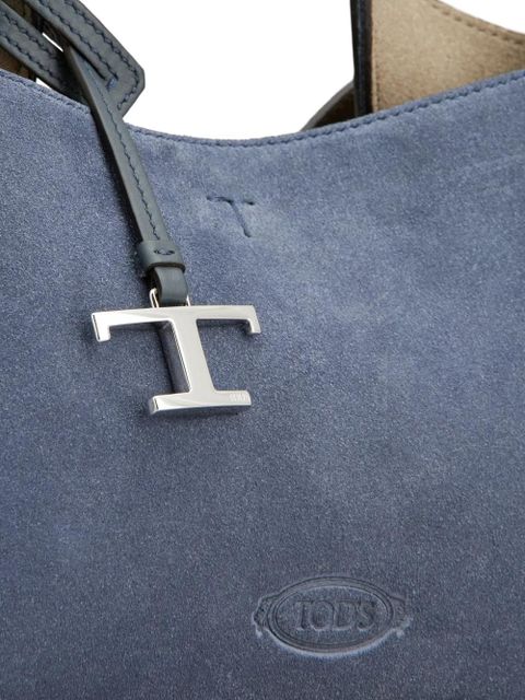 Tod's suede logo-appliqué tote bag - Blue