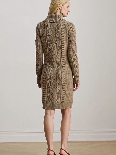 Lauren Ralph Lauren sukienka z dodatkiem wełny kolor beżowy mini dopasowana 200979705 - zdjęcie produktu nr 2